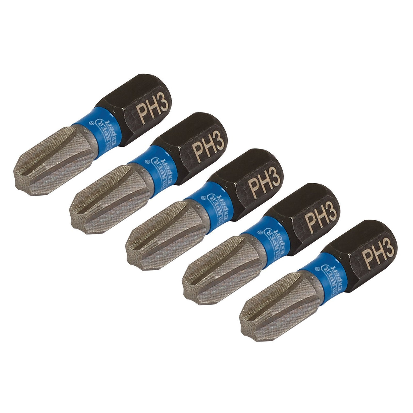 Draper Expert Cross Slot/Ph Type Impact Screwdriver Bits, No.3 X 25mm, 1/4" Hex (Pack Of 5) - IMBH/PH25/5 - Farming Parts