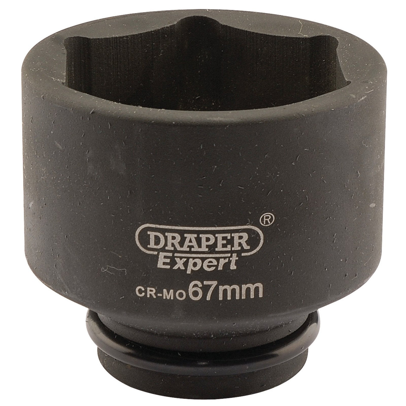 A close-up image of a Draper Expert Hi-Torq® 6 Point Impact Socket, 3/4" Sq. Dr., 67mm - 419-MM showcases the durable chrome molybdenum construction, perfect for heavy-duty impact socket applications.