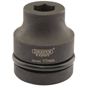 Black Draper Expert Hi-Torq® 6 Point Impact Socket, 1" Sq. Dr., 17mm - 425-MM with branding visible on the side.