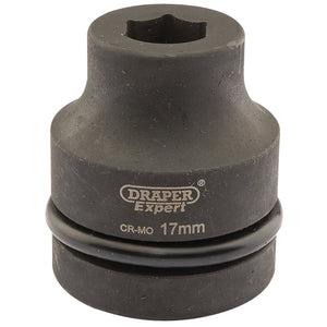 Black Draper Expert Hi-Torq® 6 Point Impact Socket, 1" Sq. Dr., 17mm - 425-MM with branding visible on the side.