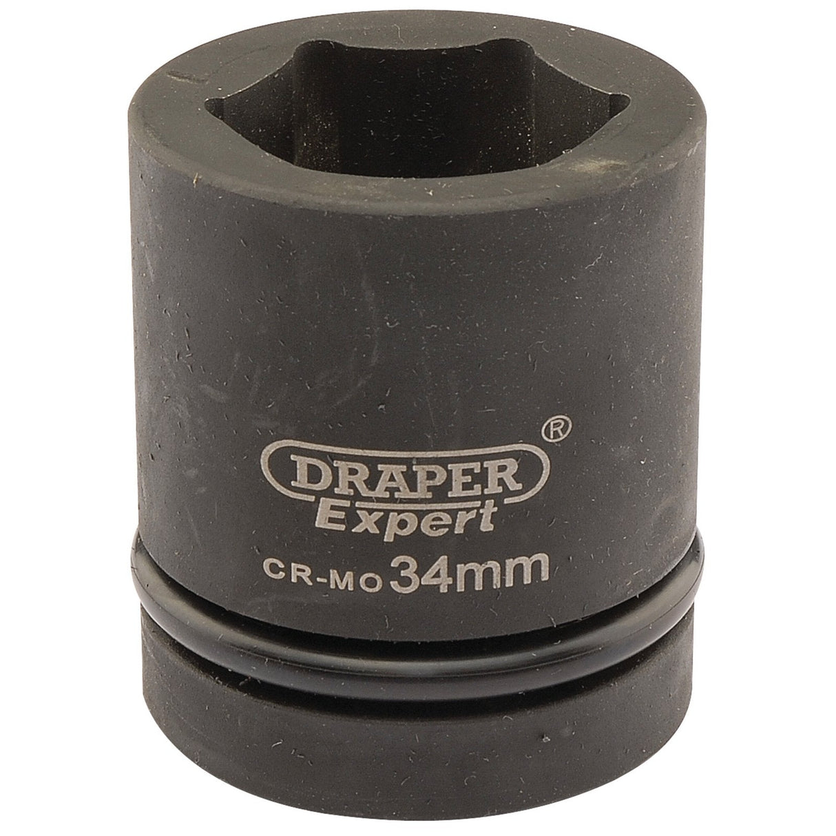 A Draper Expert Hi-Torq® 6 Point Impact Socket, 1" Sq. Dr., 34mm - 425-MM, crafted from durable chrome molybdenum for professional use with air wrenches.