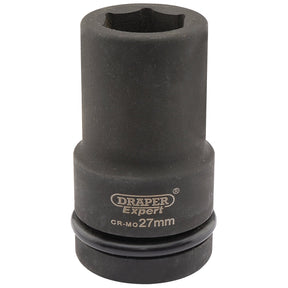 A 27mm Draper Expert Hi-Torq® 6 Point Deep Impact Socket, 1" Sq. Dr., made from durable chrome molybdenum by Draper.