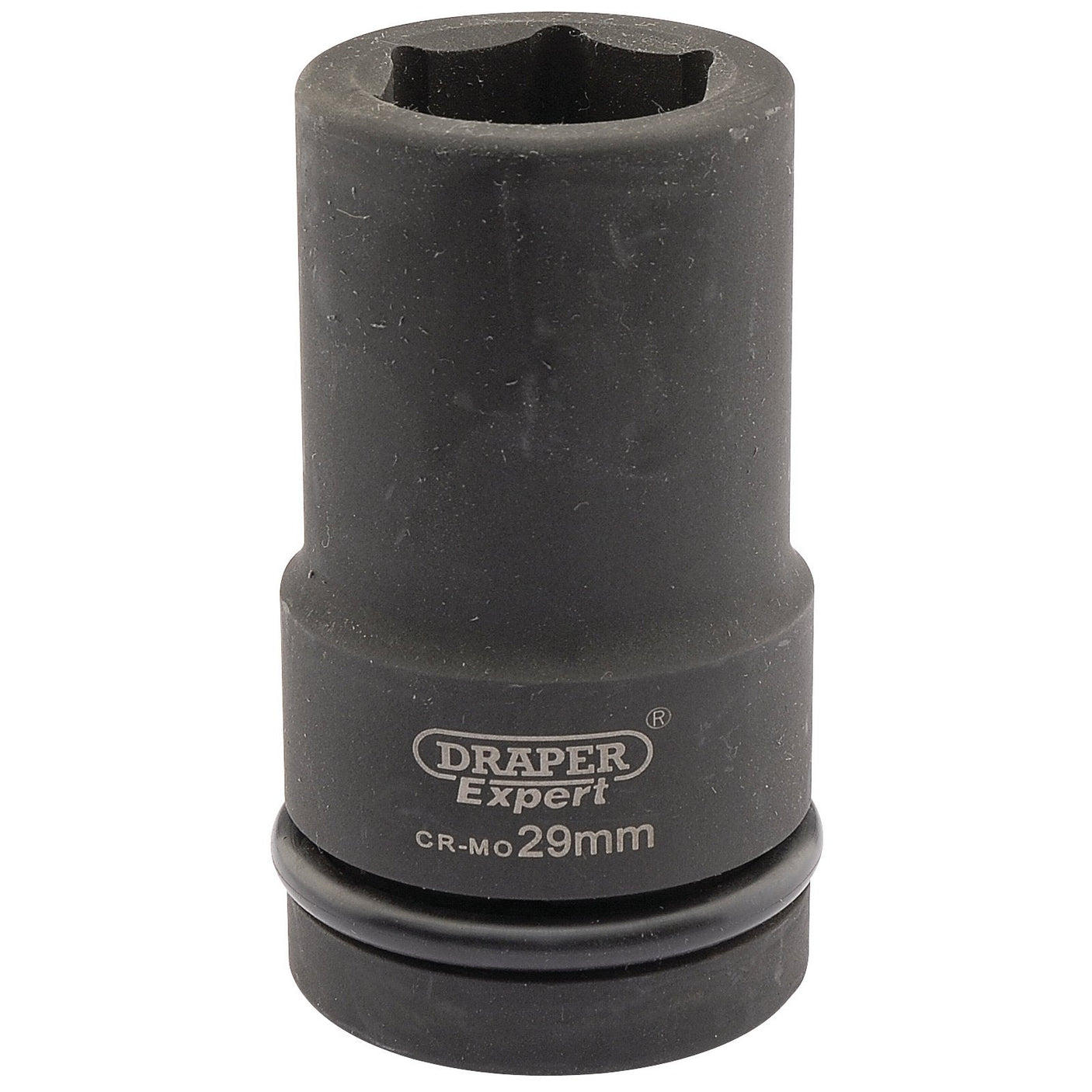 The Draper Expert Hi-Torq® 6 Point Deep Impact Socket, 1" Sq. Dr., 29mm - 425D-MM is precisely crafted for rigorous tasks. Constructed from tough black CR-MO material, this socket offers excellent corrosion protection and superior durability. It is suitable for use with air, electric, or manual impact wrenches, ensuring top performance in demanding conditions.