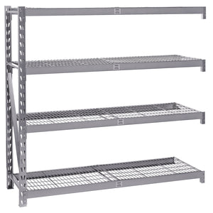 The Draper Expert Heavy Duty Steel 4 Shelving Extension Unit, MSUHD195E/PRO, measuring 1959 x 610 x 1830mm, features a robust frame and four wire mesh shelves, making it ideal for storage in industrial or garage settings.