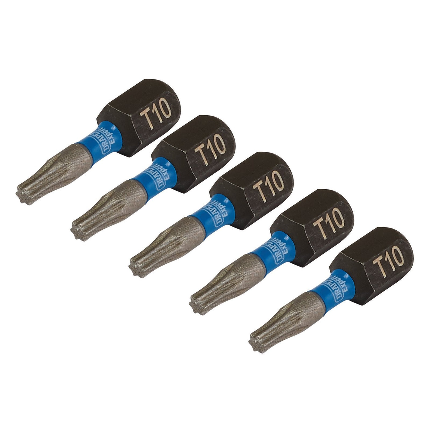 Draper Expert Tx-Star&#174; Impact Screwdriver Bits, T10 X 25mm, 1/4" Hex (Pack Of 5) - IMBH/TX25/5 - Farming Parts