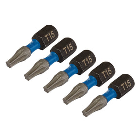 Draper Expert Tx-Star® Impact Screwdriver Bits, T15 X 25mm, 1/4" Hex (Pack Of 5) - IMBH/TX25/5 - Farming Parts
