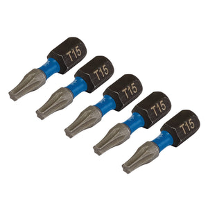 Draper Expert Tx-Star&#174; Impact Screwdriver Bits, T15 X 25mm, 1/4" Hex (Pack Of 5) - IMBH/TX25/5 - Farming Parts