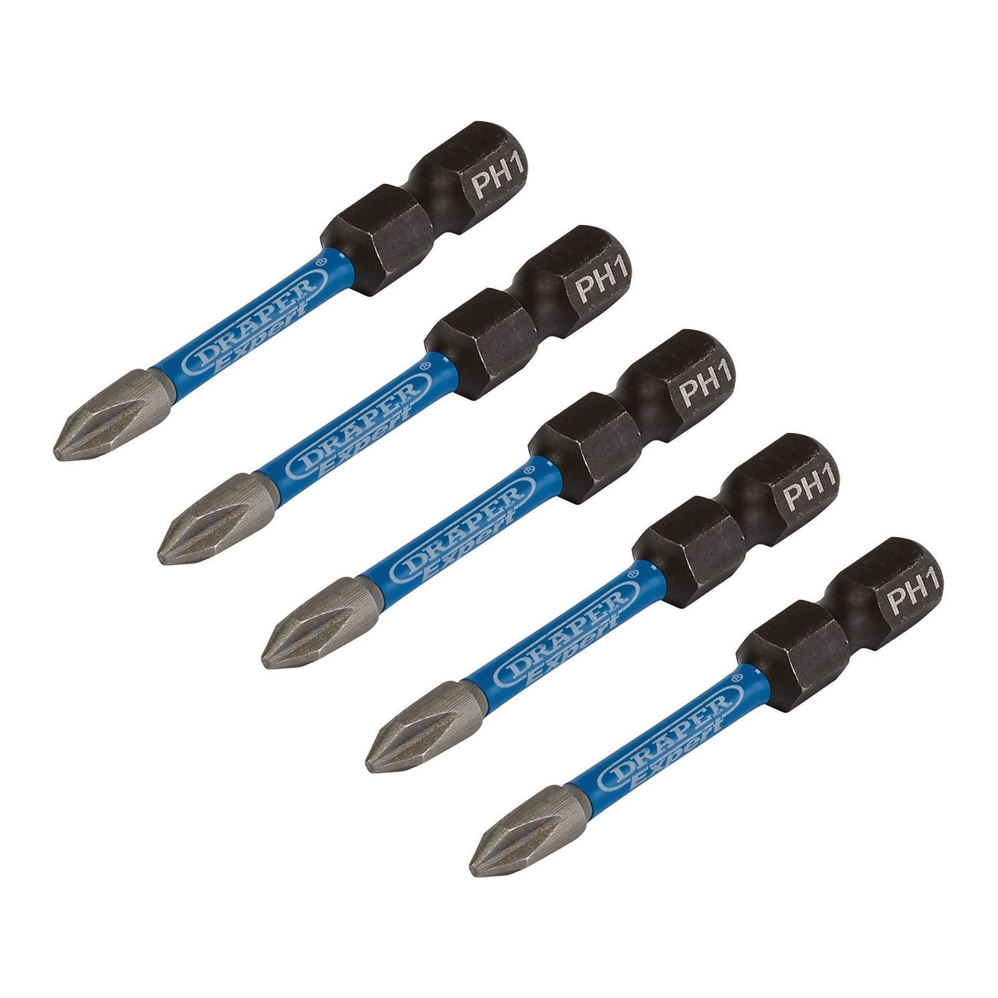 Draper Expert Cross Slot/Ph Type Impact Screwdriver Bits, No.1 X 50mm, 1/4" Hex (Pack Of 5) - IMBH/PH50/5 - Farming Parts