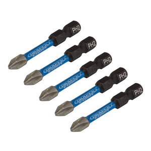 Draper Expert Cross Slot/Ph Type Impact Screwdriver Bits, No.2 X 50mm, 1/4" Hex (Pack Of 5) - IMBH/PH50/5 - Farming Parts