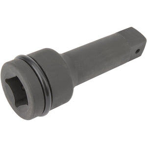 The Draper Expert Impact Extension Bar, 1" Sq. Dr., 150mm - 709 features a hexagonal opening at one end and a square drive at the other, all coated with a chemically blacked finish for excellent corrosion protection.