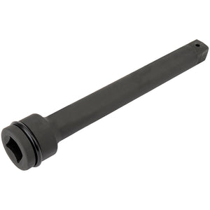 The Draper Expert Impact Extension Bar, 1" Square Drive, 330mm - 709 is a long black steel extension bar featuring a square drive end and a round end for fitting sockets, designed with corrosion protection to enhance its durability.