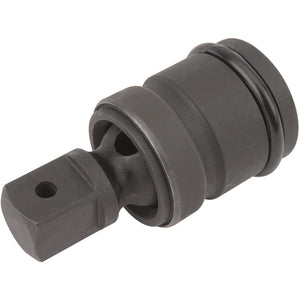 The Draper Expert Impact Universal Joint, 3/4" Sq. Dr. - 601 is a black industrial coupling with a cylindrical body and a square connection end, made from tempered chrome molybdenum steel for enhanced strength and durability.