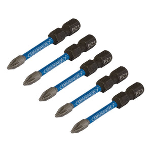 Draper Expert Pz-Type Impact Screwdriver Bits, No.1 X 50mm, 1/4" Hex (Pack Of 5) - IMBH/PZ50/5 - Farming Parts