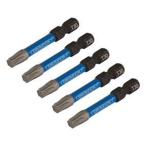 Draper Expert Tx-Star® Impact Screwdriver Bits, T30 X 50mm, 1/4" Hex (Pack Of 5) - IMBH/TX50/5 - Farming Parts