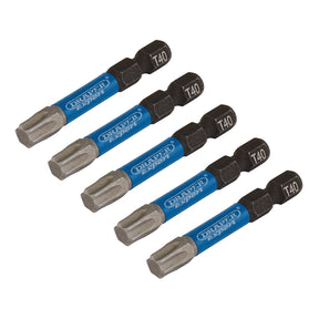 Draper Expert Tx-Star® Impact Screwdriver Bits, T40 X 50mm, 1/4" Hex (Pack Of 5) - IMBH/TX50/5 - Farming Parts