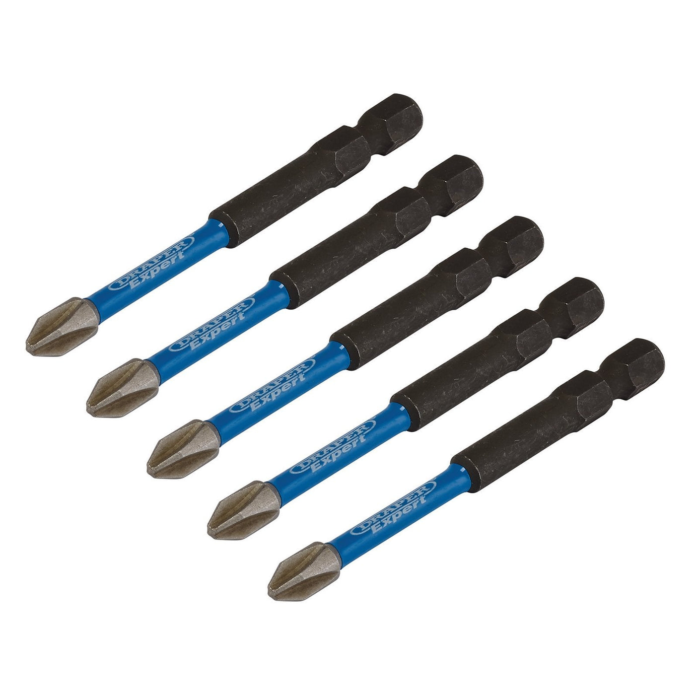 Draper Expert Cross Slot/Ph Type Impact Screwdriver Bits, No.2 X 75mm, 1/4" Hex (Pack Of 5) - IMBH/PH75/5 - Farming Parts