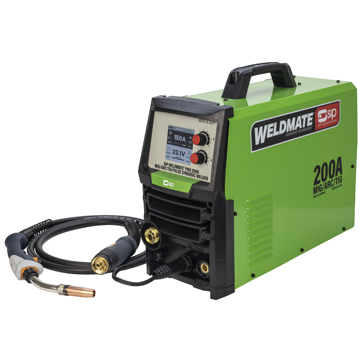 SIP WELDMATE® PRO 200A MIG/ARC/TIG Synergic Welder with Trolley Package