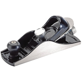 The Draper Block Plane - CBP4 from Draper features a dark handle, a cast iron body, and an adjustable high carbon steel blade.