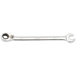 The Draper Expert 9mm Draper Expert Hi-Torq® Metric Reversible Double Ratcheting Combination Spanner - 8328RMM is a silver combination wrench, expertly crafted from durable chrome vanadium steel. It features an open-end on one side and a ratcheting box-end on the other, exemplifying the renowned quality of Draper.