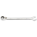 The Draper Expert 9mm Draper Expert Hi-Torq® Metric Reversible Double Ratcheting Combination Spanner - 8328RMM is a silver combination wrench, expertly crafted from durable chrome vanadium steel. It features an open-end on one side and a ratcheting box-end on the other, exemplifying the renowned quality of Draper.