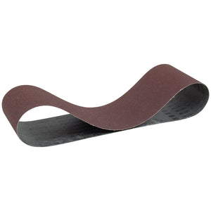 A SIP-06868 sanding belt, measuring 6" x 48" and featuring an 80 grit medium surface, looped in a curved shape against a white background.