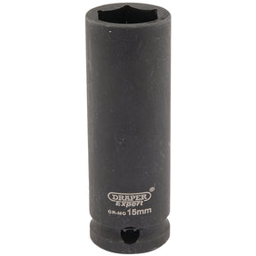 Draper Expert Hi-Torq® 6 Point Deep Impact Socket, 3/8" Sq. Dr., 15mm - 409D-MM - Farming Parts