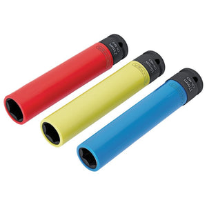 Extra Long Alloy Wheel Nut Socket Set, 1/2" Sq. Dr. 150mm (3 Piece)