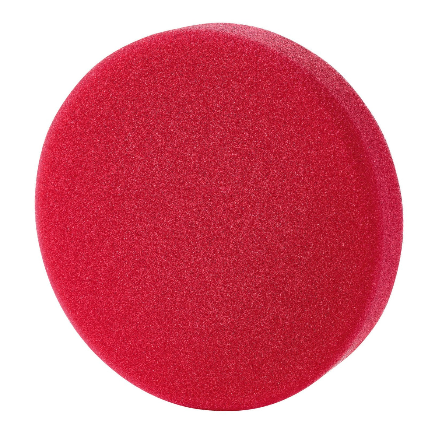 A Draper Ultra-Fine Finishing Pad, 125mm, Red - PS125 with a smooth texture, shown against a white background, perfect for use with a 125mm dual action polisher.