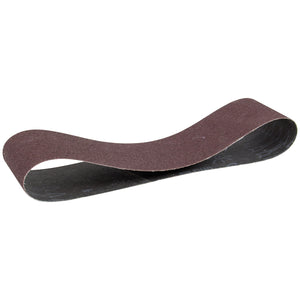 The SIP - 4" x 36" 60 Grit Medium Sanding Belt (SIP-07744) is looped in a curved shape, making it ideal for heavy-duty wood sanding and surface smoothing.