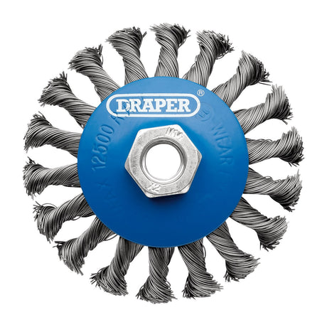 Draper Steel Bevelled Twist-Knot Wire Wheel Brush, 100mm, M14 - WBW6 - Farming Parts