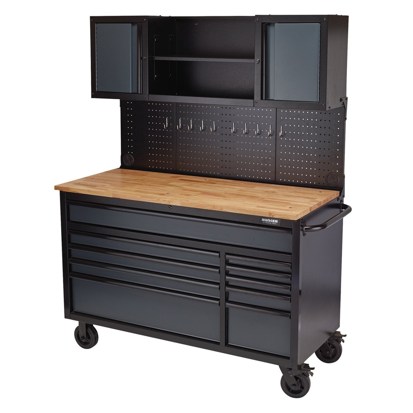 Draper Bunker&#174; Roller Workstation With Workbench, 10 Drawer, 56", Grey - B100-56WSG - Farming Parts