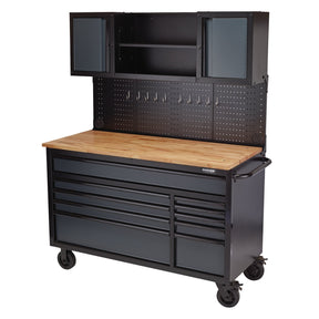 Draper Bunker® Roller Workstation With Workbench, 10 Drawer, 56", Grey - B100-56WSG - Farming Parts