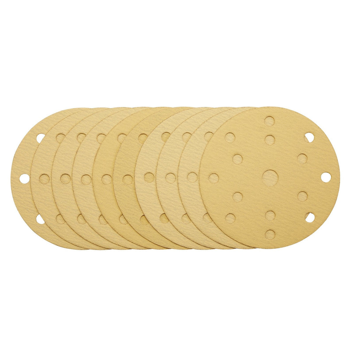 Draper Gold Sanding Discs With Hook & Loop, 150mm, 120 Grit, 15 Dust Extraction Holes (Pack Of 10) - SDHLG150 - Farming Parts