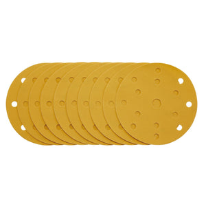 Draper Gold Sanding Discs With Hook & Loop, 150mm, 400 Grit, 15 Dust Extraction Holes (Pack Of 10) - SDHLG150 - Farming Parts