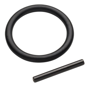 An O-ring and a cylindrical pin from the Draper Impact Ring And Pin Kit (3/4" Sq. Dr., 17-46mm - 602) are placed next to each other against a white background.