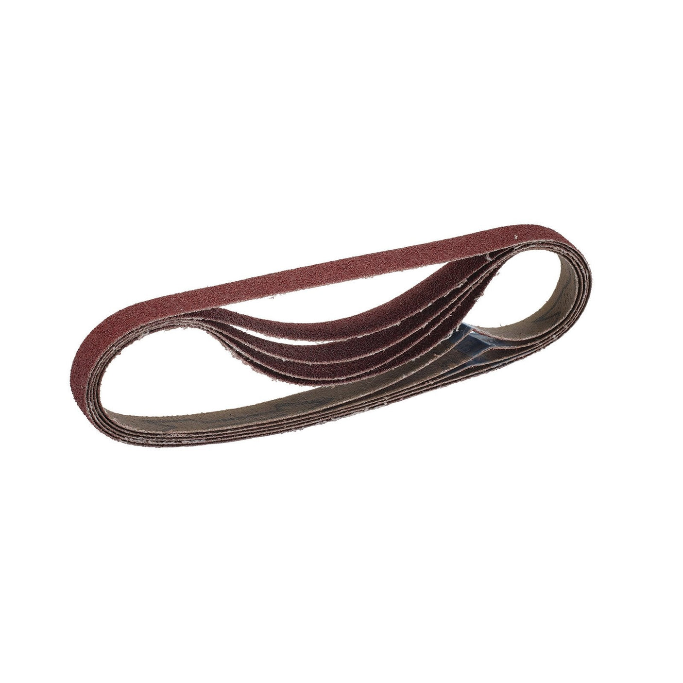 A Draper Cloth Sanding Belt, measuring 13 x 457mm and featuring an 80 grit rough, reddish-brown aluminium oxide abrasive surface with a beige underside on a white background, is available in a pack of five under the product code SB13457.