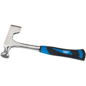 The Draper Expert Soft Grip Drywall Hammer, 400G/14Oz - DWH/SG by Draper boasts a square head made from polished and ground carbon steel, along with a black-and-blue ergonomic handle designed for anti-vibration protection.