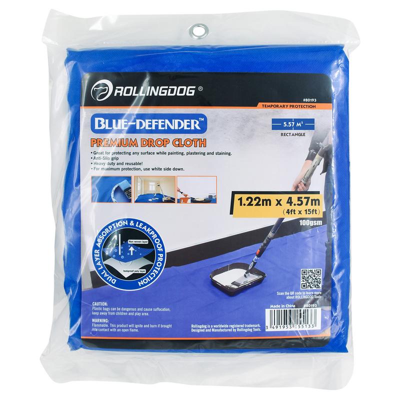 ROLLINGDOG BLUE-DEFENDER™ PREMIUM DROP CLOTH, 1.2 X 4.5M