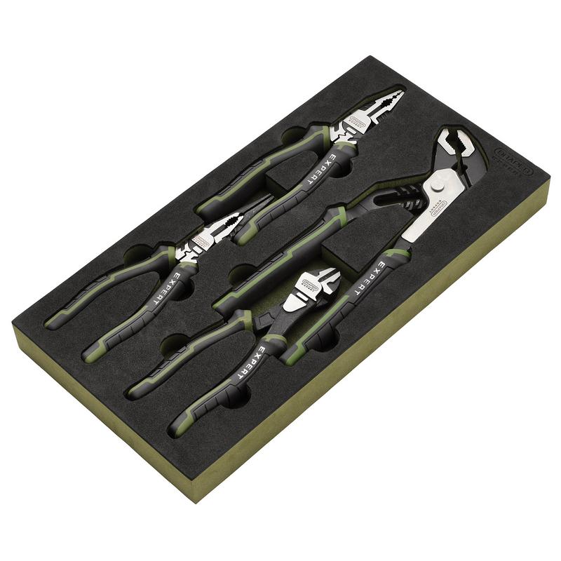 DRAPER EXPERT HIGH LEVERAGE PLIERS SET WITH WATER PUMP PLIERS IN EVA FOAM TRAY (4 PIECE)