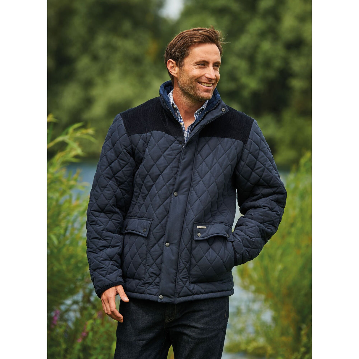 Country Estate Lewis Quilted Jacket Navy - Farming Parts