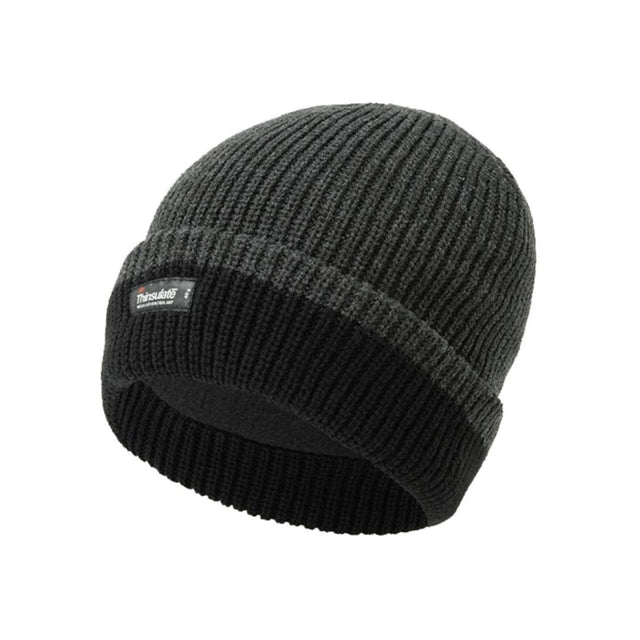 Thinsulate 2-Tone Ribbed Ski Hat Black - Farming Parts