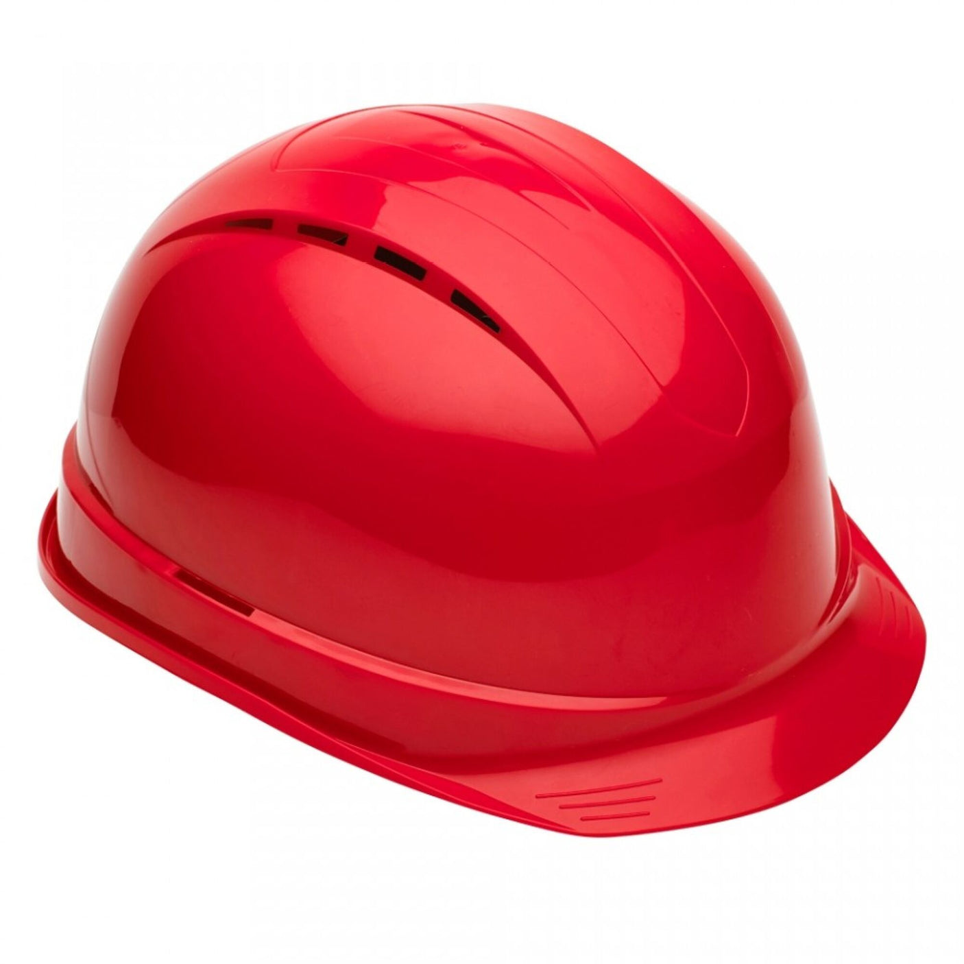 The Cottonmount Safety Helmet Red is a lightweight safety helmet with a ventilated design, tailored for head protection in construction or industrial environments.