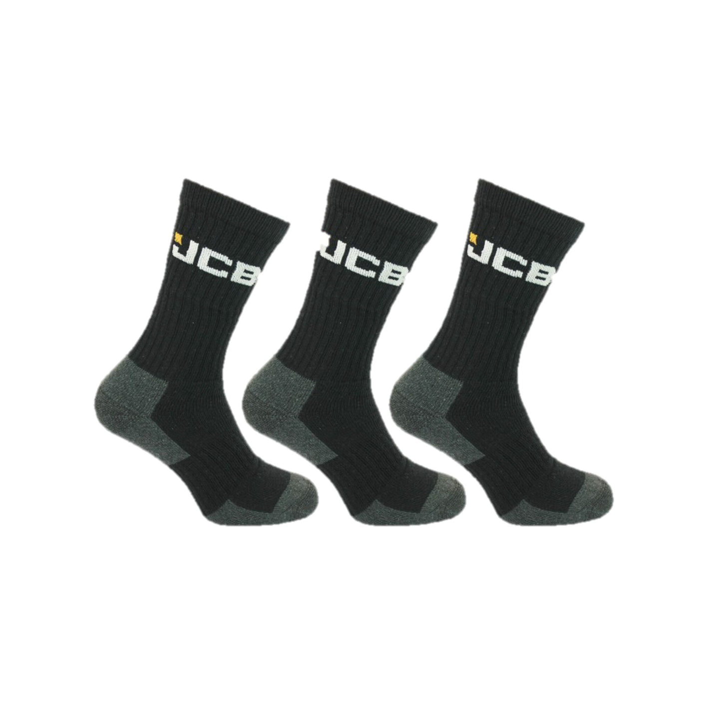 JCB Work Sock 3 Pack Black - Farming Parts