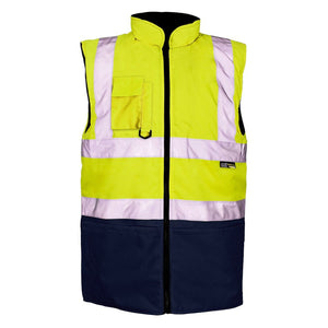 Hi-Vis Reflective 2-Tone Bodywarmer Yellow/Navy - Farming Parts