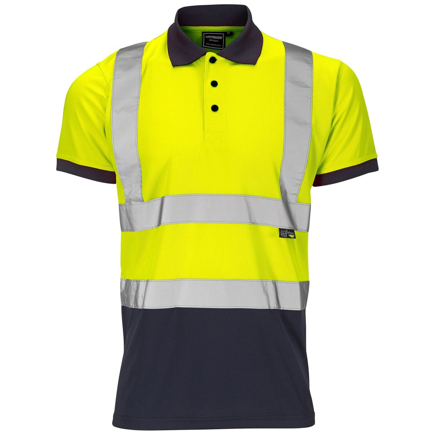 Hi Vis Reflective 2 Tone Polo Shirt Yellow/Navy - Farming Parts