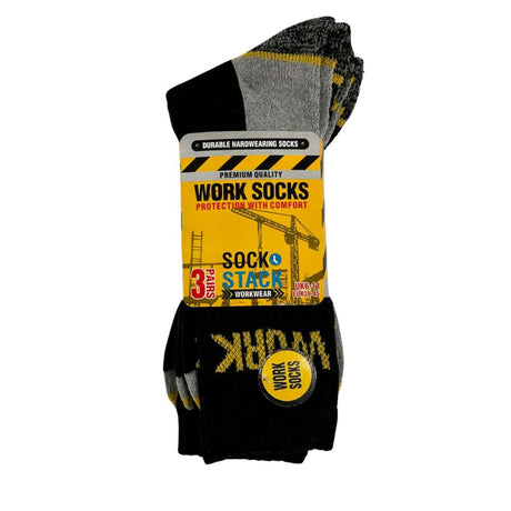 Premium Quality Work Sock 3 Pack Black - Farming Parts