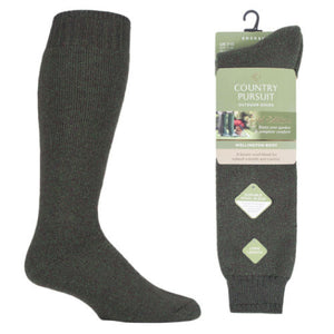 A pair of Cottonmount Gold Edition Wellington Boot Socks in olive green, featuring thermal warmth, long length, and suitability for outdoor activities.