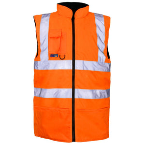 Hi-Vis Reversible Fleece-Lined Bodywarmer Orange - Farming Parts