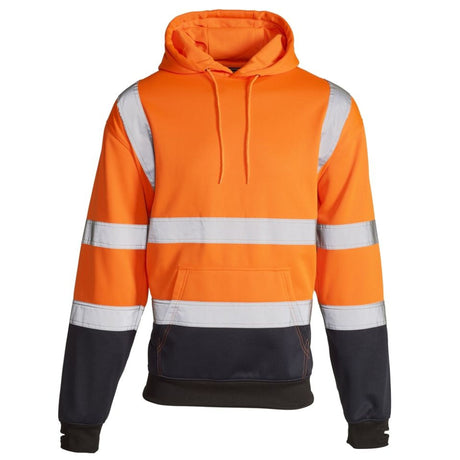 Hi-Vis Reflective 2-Tone Hooded Sweatshirt Orange/Navy - Farming Parts