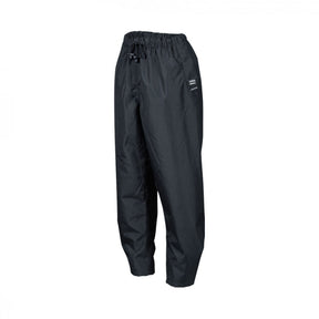 Cottonmount's Swampmaster No-Sweat Xtremegear Waterproof Trousers in Navy, featuring an elastic waistband and drawstring closure, displayed against a white background. Crafted from windproof breathable fabric, these pants offer optimal protection.